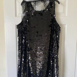 Never Worn Halogen Black Sequin Mini Dress